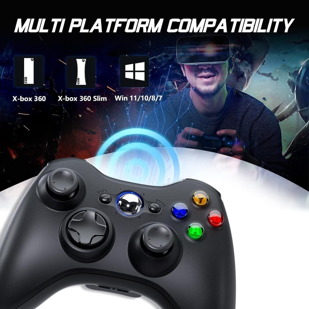 Xbox 360 Wireless Controller 2 Pack, 2.4G Wireless Controller for Xbox 360 & ...