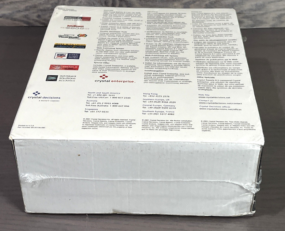 Crystal Reports 8.5 Developer Edition Windows New Factory Sealed Box