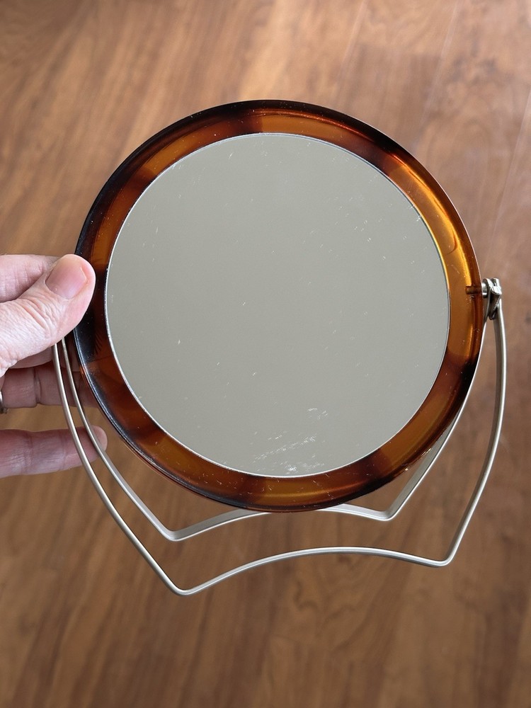 Faux Tortoiseshell Makeup Mirror Double Sided Plastic