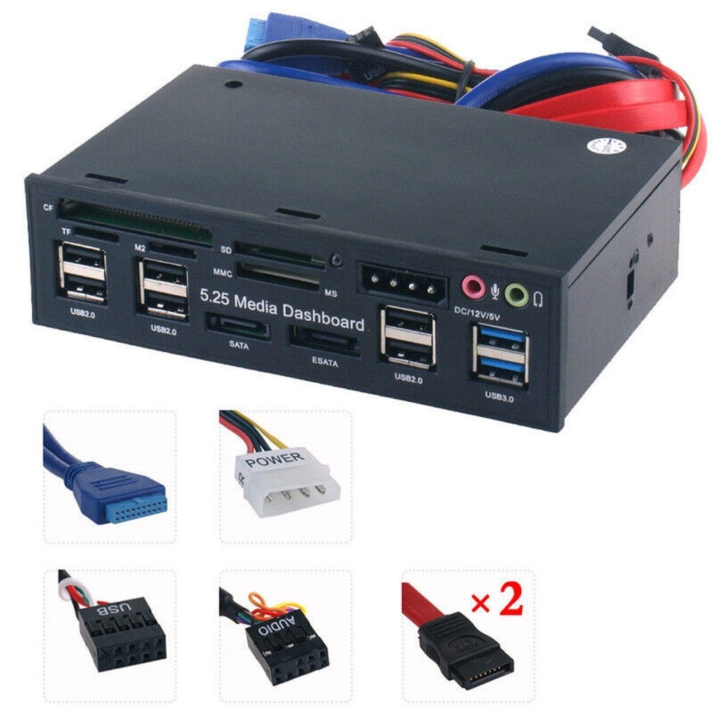 5.25" Computer Multifunctional Dashboard Media Front Panel Speed USB Card Reader