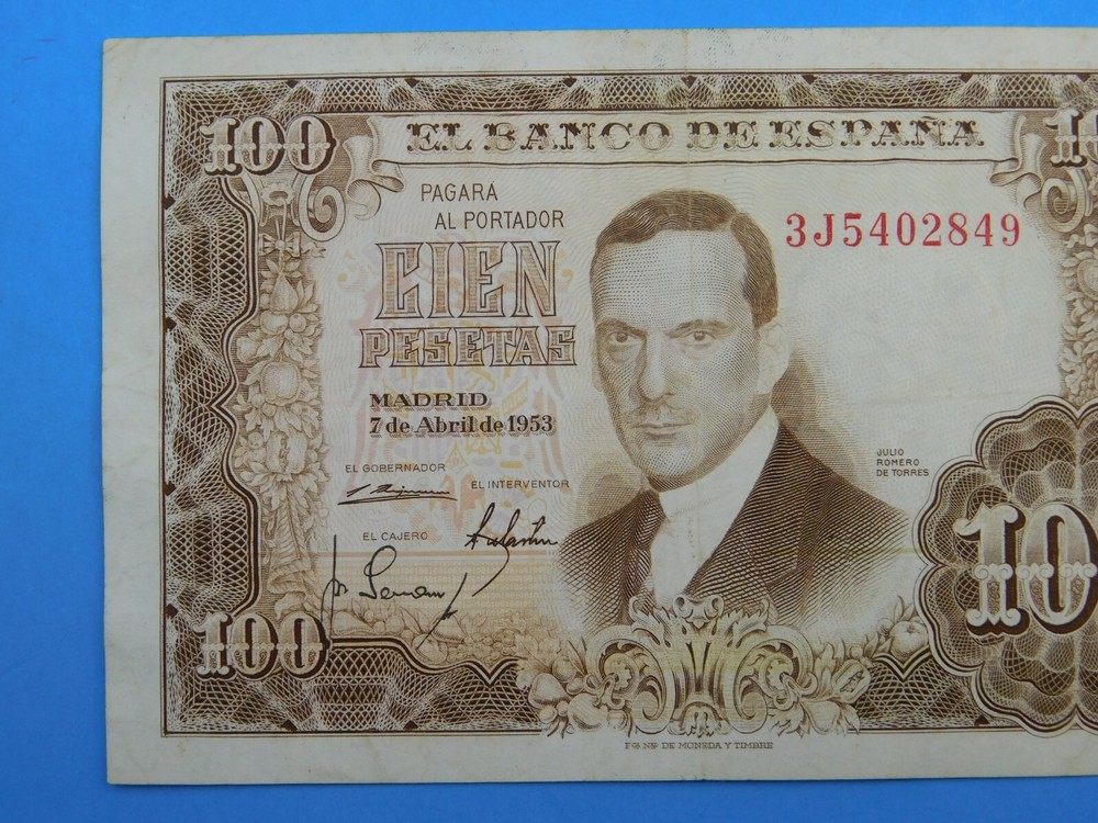 1953 Spain 100 Peseta Currency Note