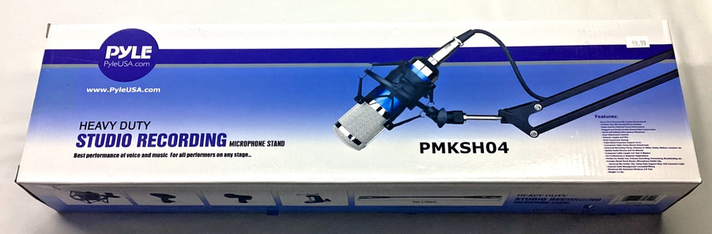 Pyle PMKSH04 Universal Table Clamp Pro Boom Shock Microphone Mount (Black)
