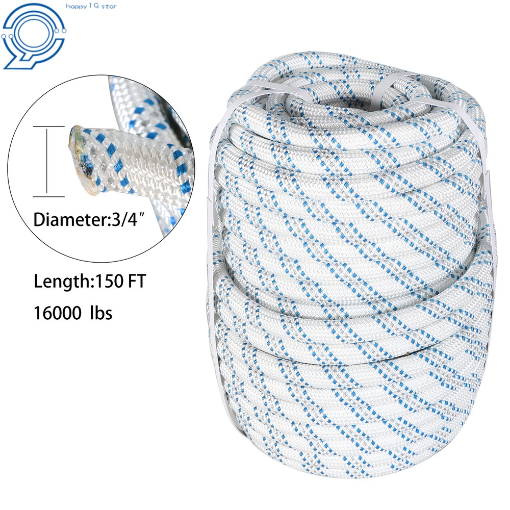 3/4" × 150' Pulling Rigging Line Double Braid Nylon Polyester Arborist Bull Rope