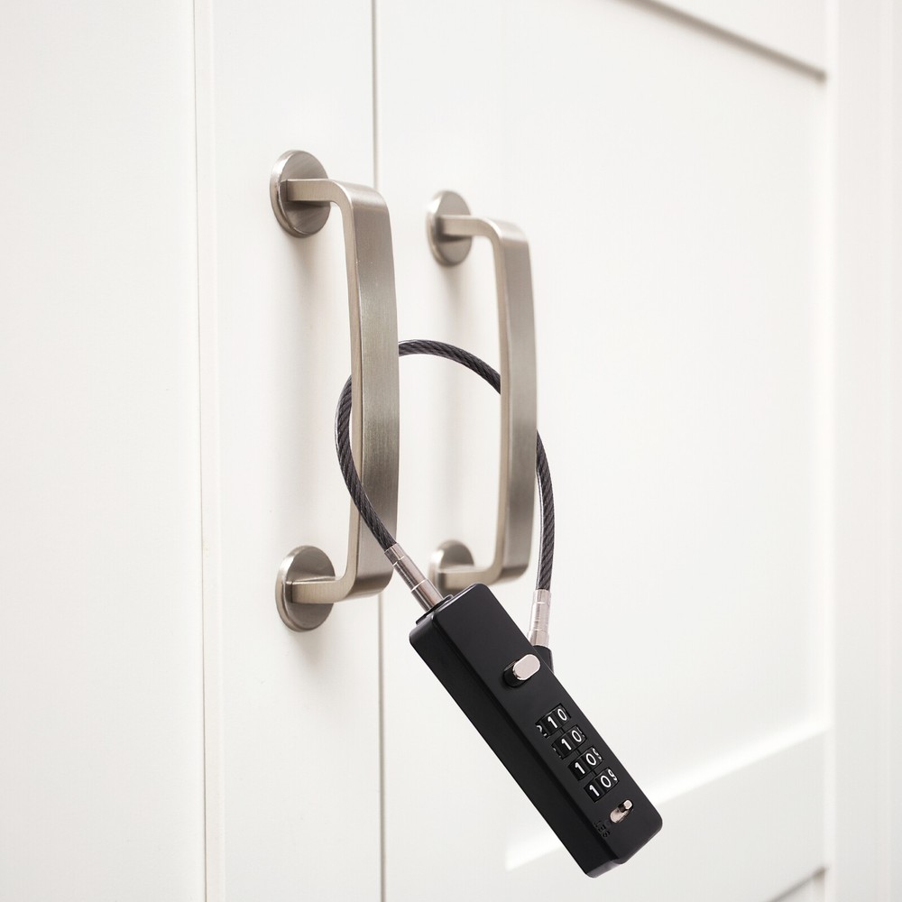 Steel Cable Combination Lock with 4-Digit Code and 3 Lengths of Cables
