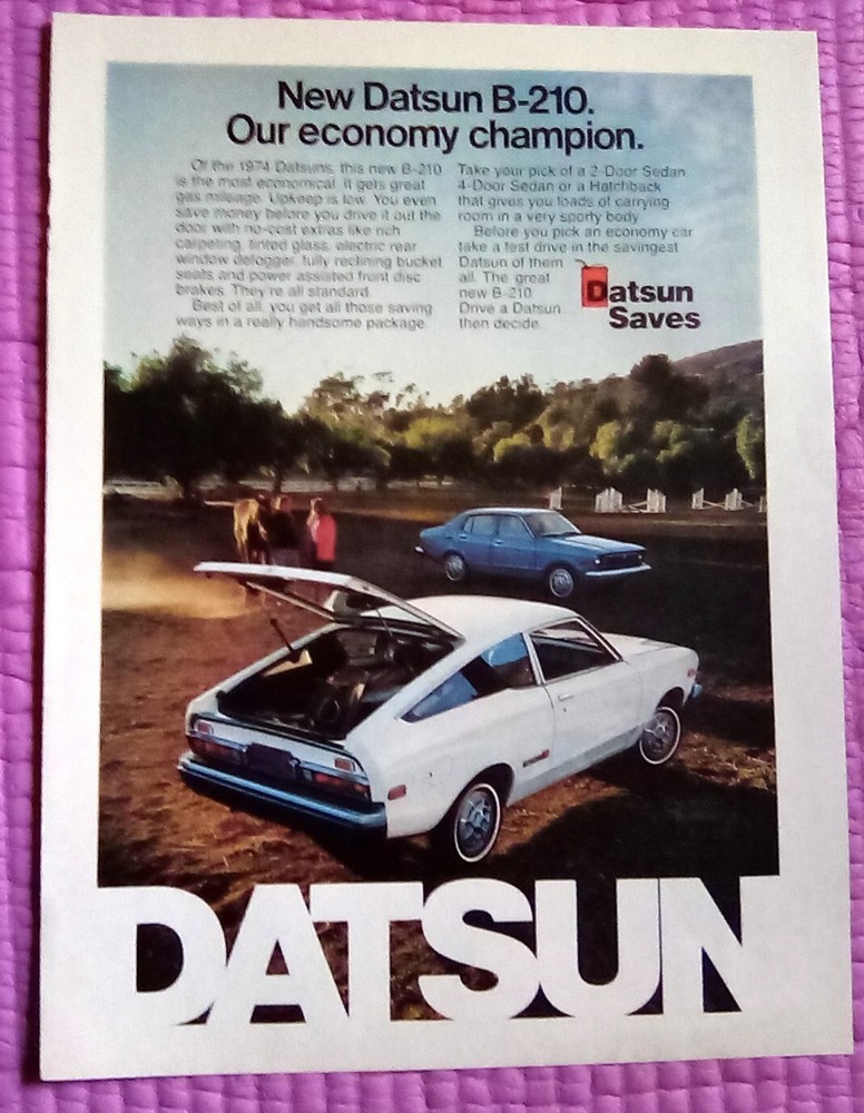 1974 Datsun B-210 Print Ad