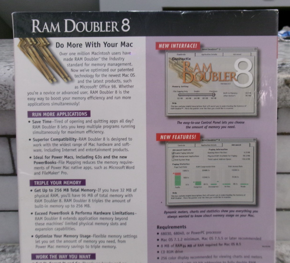 Connectix RAM Doubler 8 Software, Mac OS, Vintage, 1994, Un-Opened