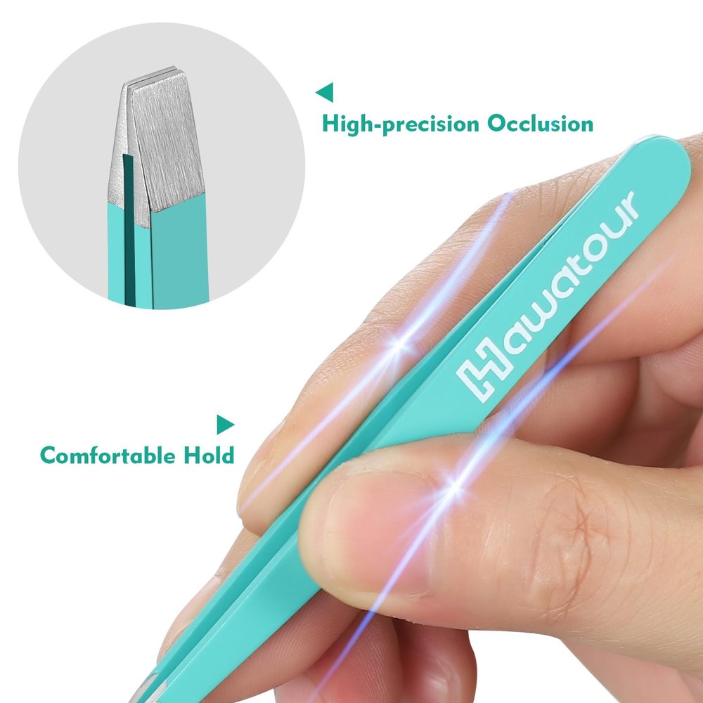 HAWATOUR Tweezers Set, 4Pcs Eyebrows for 4 Count, Multicolored