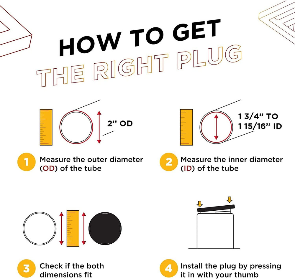 Prescott Plastics 2" Round Plastic Plug Insert Black 4 Pack