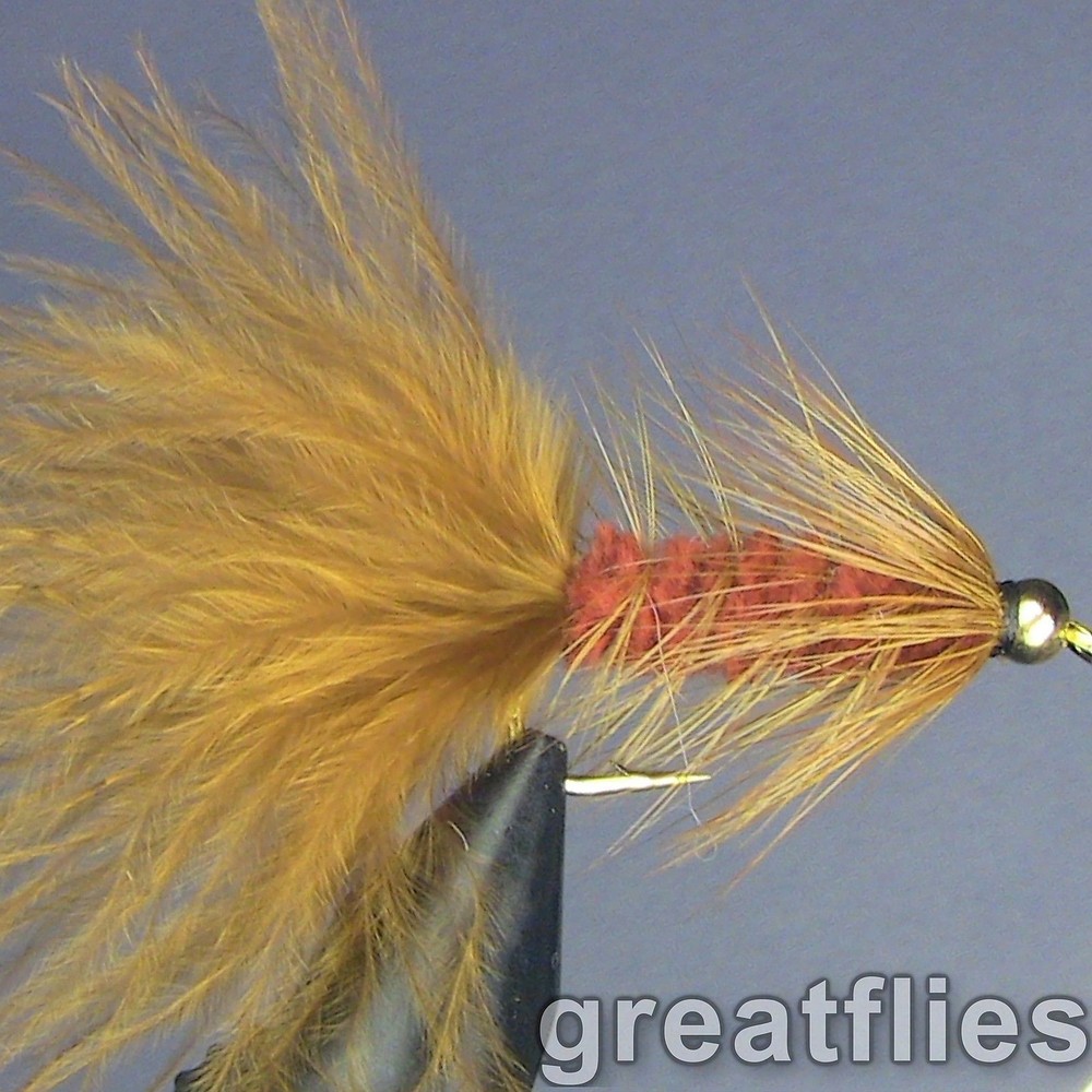 1 dozen (12) - Woolly Bugger - BROWN - Bead Head