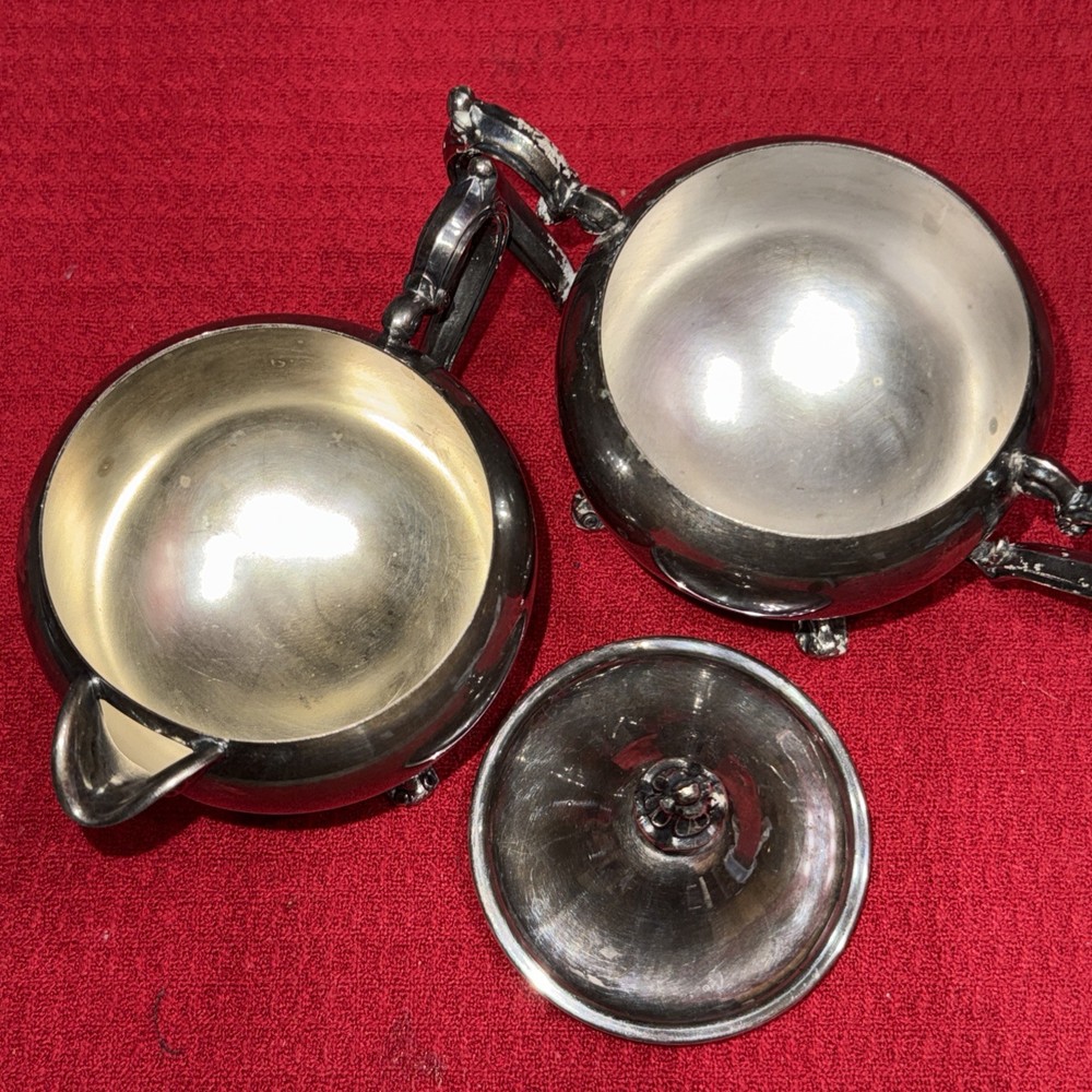 Silver plated creamer and sugar bowl