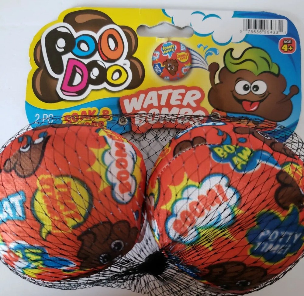 POO DOO SOAK & TOSS WATER BOMBS, 2 PACK, NEW