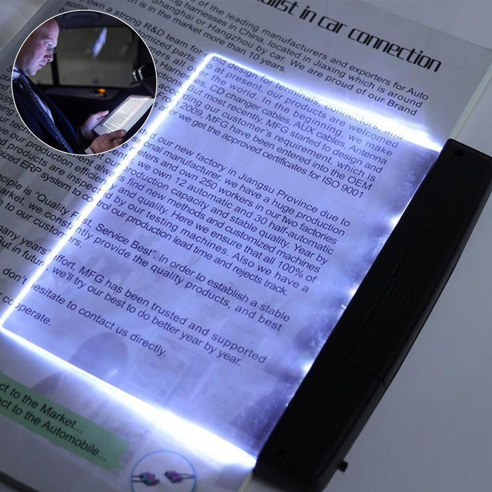 Flat LED Book Light for Reading - Clear Bookmark Light - Wireless