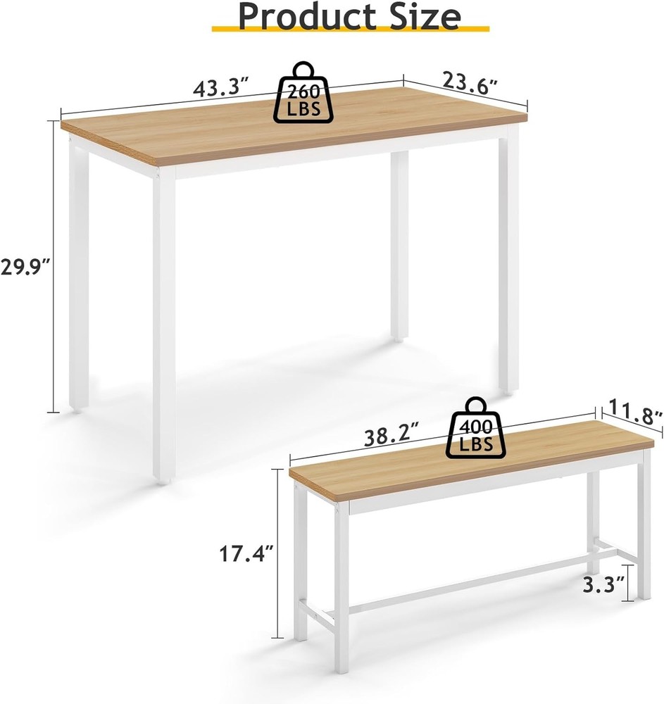 Dining Table Set 4 W/ 2 Benches – Space-Saving Kitchen Table Set Kitchen &