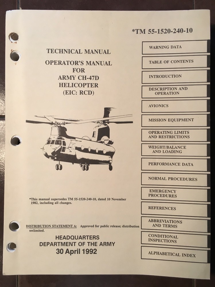 Boeing CH-47D Chinook Helicopter Operator's Manual