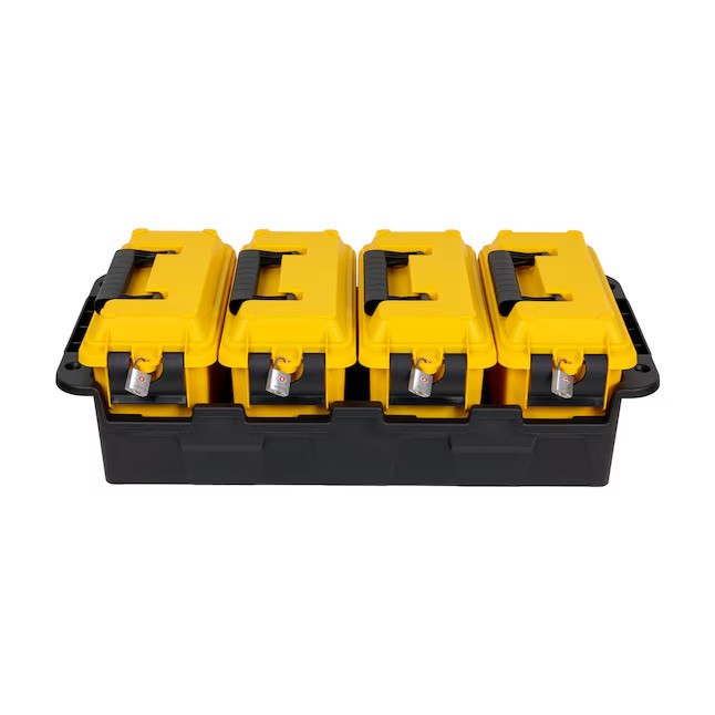 Heavy Duty Stackable Tool Box AMMO Organizer Case, 4 Compartment Water Resistant
