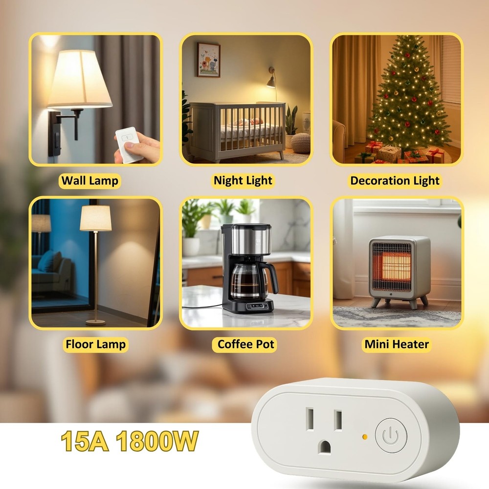 Remote Control Outlet, On Off Light Switch with Wall Plate - Wireless Control...