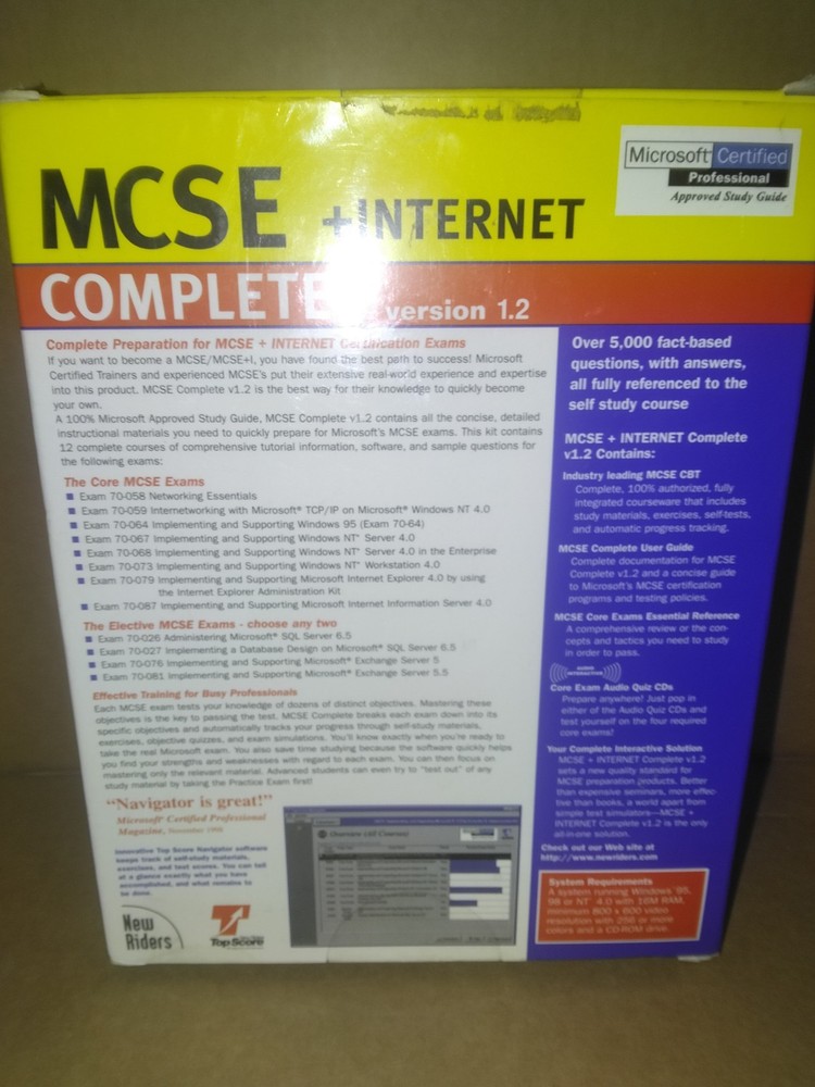 TopScore MCSE + Internet v1.2 Training Kit CD, Interactive, Windows 95/NT 4.0