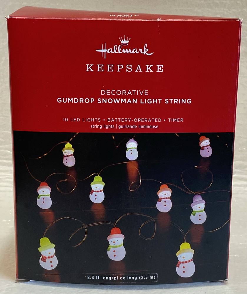 2023 Hallmark ~ Miniature GUMDROP SNOWMAN Light String (10 LIGHTS) - NIB