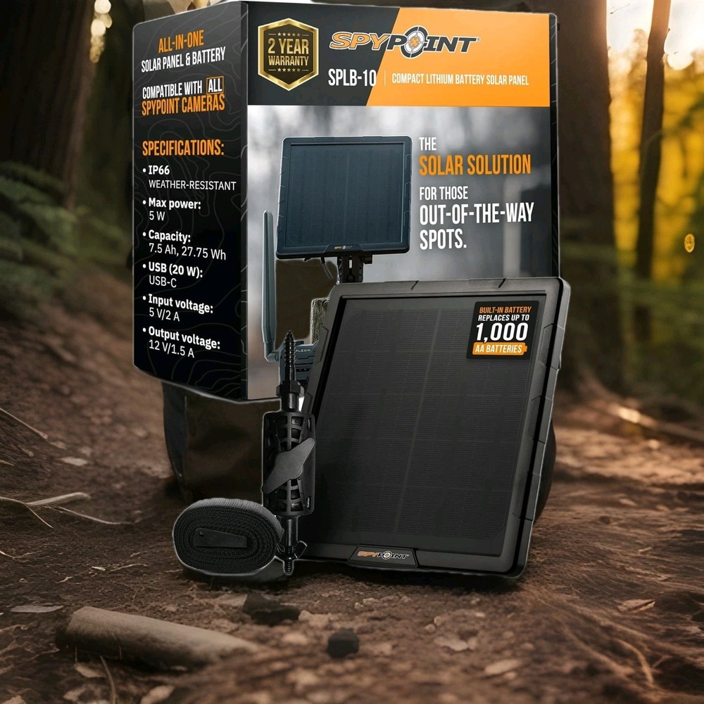 SPYPOINT 5W Lithium Battery Solar Panel (SPLB-10) Game & Trail, Outdoor Security