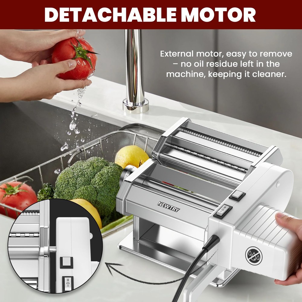Electric Pasta Maker Machine Noodle Making Dough Roller Press with Detachable...