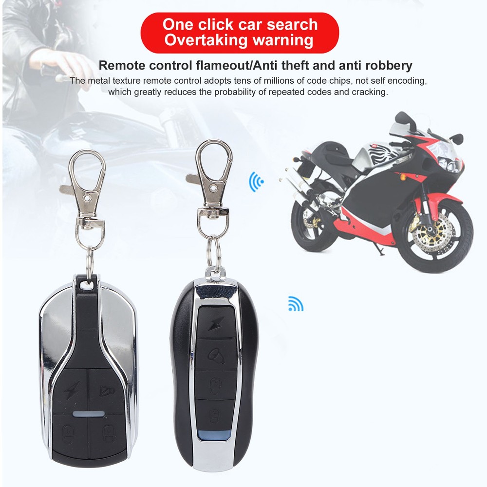 Motorcycle Anti Theft Alarm System Kit One Way Remote Control Waterproof