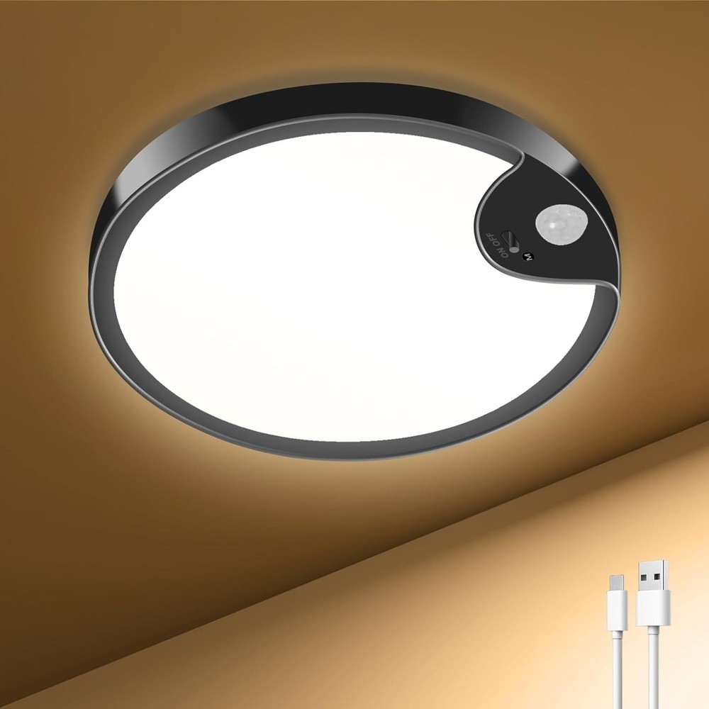 Waterproof Shower Light Indoor - Rechargeable Motion Sensor Ceiling Light, 3C...