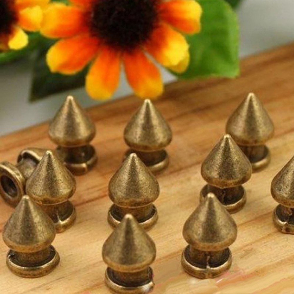 100pc 12mm Bronze Alloy Tree Spike Studs for Custom Leather Goods