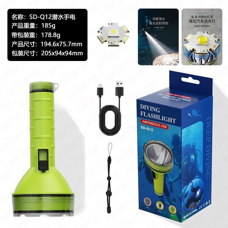 Super Bright Diving Flashlight Underwater Diving Headlamp with Strap Night Dive