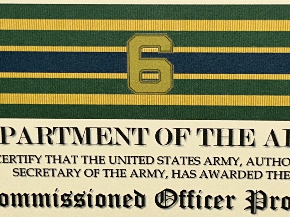 NCO PROFESSIONAL DEVELOPMENT LV-6 COMMEMORATIVE CERTIFICATE ~ W/PRINTING TYPE-1