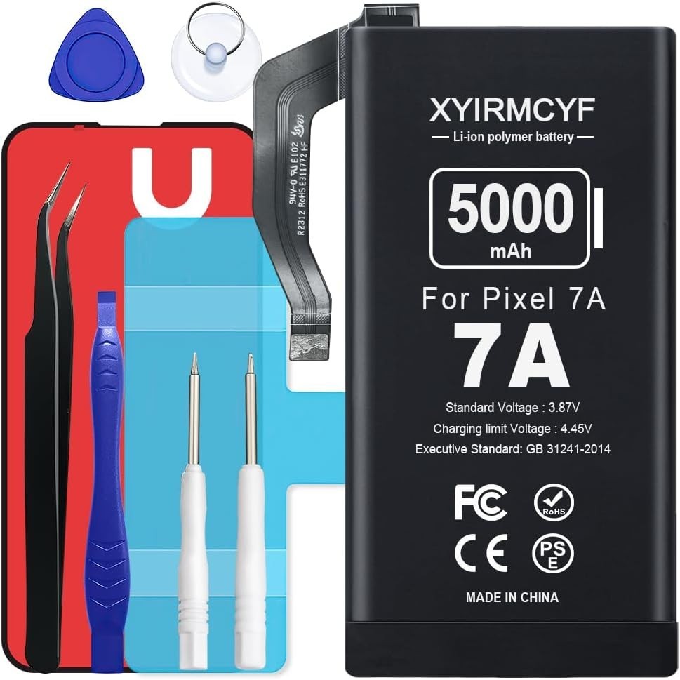 5000mAh Replacement Battery for Google Pixel 7A with Tool Kit - Safety Assured