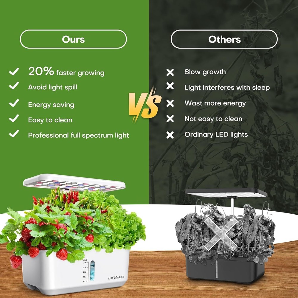 Family-Friendly Hydroponic Growing System - 10 Pods with Adjustable Light Module