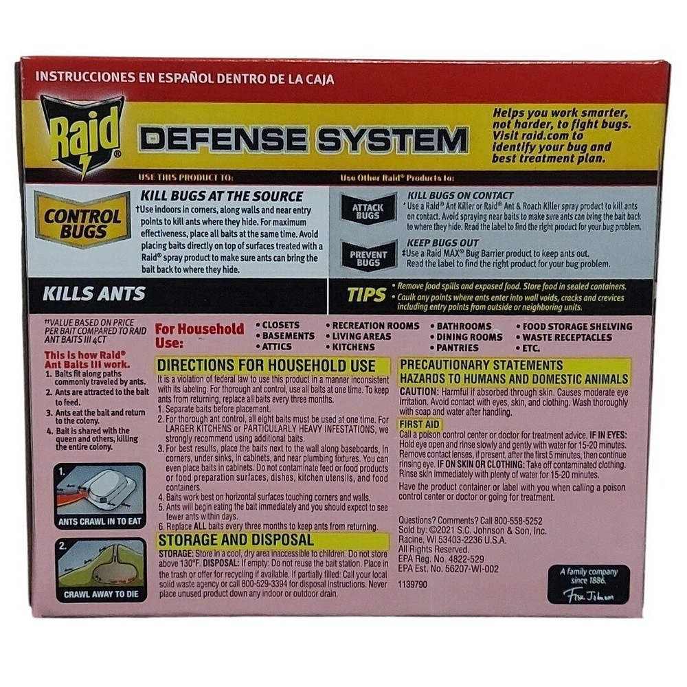 Raid Ant Baits Traps 8 Count Value Pack / 12 Retail Boxes Indoors/Outdoors -NEW