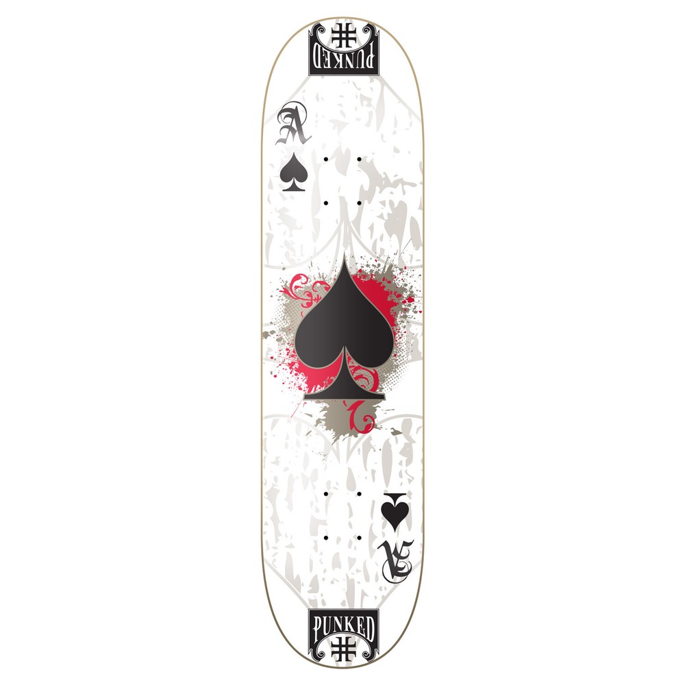 Yocaher Graphic Ace White Skateboard Deck (7.5 inch)