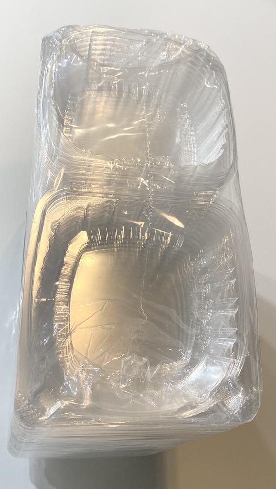 Take-Out Containers Clear Hinged Clam Shell Boxes (50 Pack) 5"x 5"x 3. New