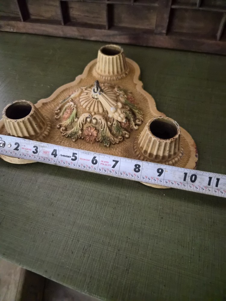 ART DECO THREE-LIGHT CEILING LIGHT FIXTURE FLUSH MOUNT 1930'S CAST IRON