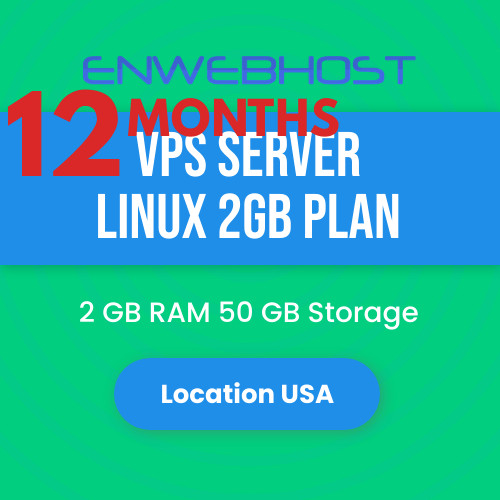 VPS Server Linux 2GB RAM 50 GB Storage Location US - 12 Months