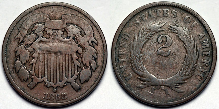 1868  Two Cent Piece
