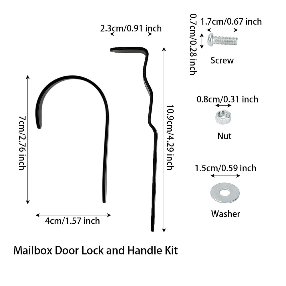 Mailbox Latch and Handle Kit, Thickened Metal Door black, silver
