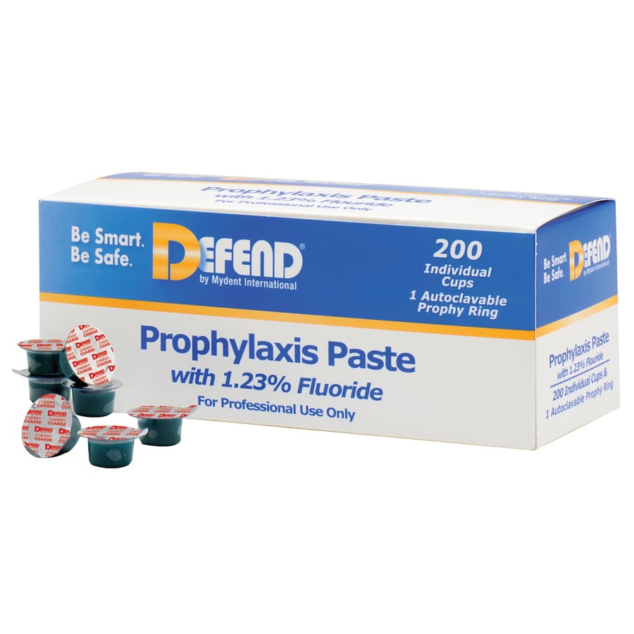 Defend 200 Cups Dental Prophy Paste Fluoride Non Splatter Coarse Medium Fine