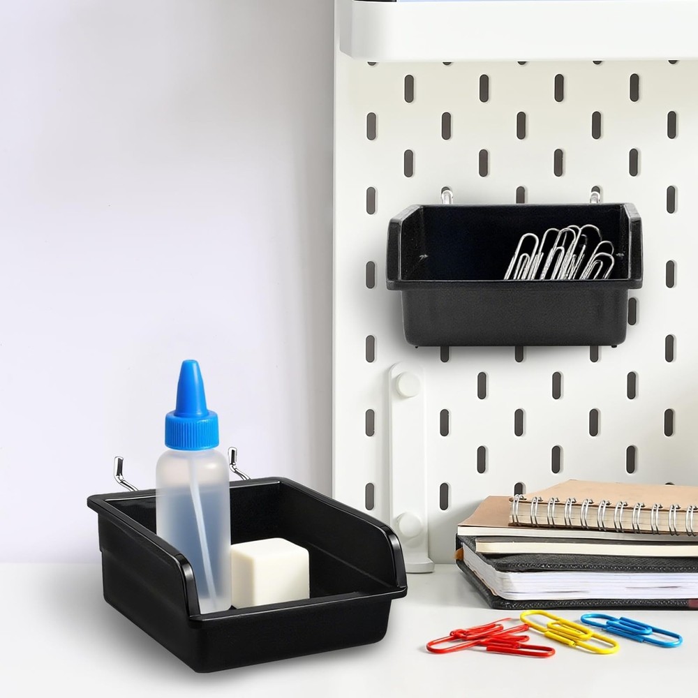 20 Pack Pegboard Bins With Metal Hooks, Black Pegboard Storage Bins, Pegboard...