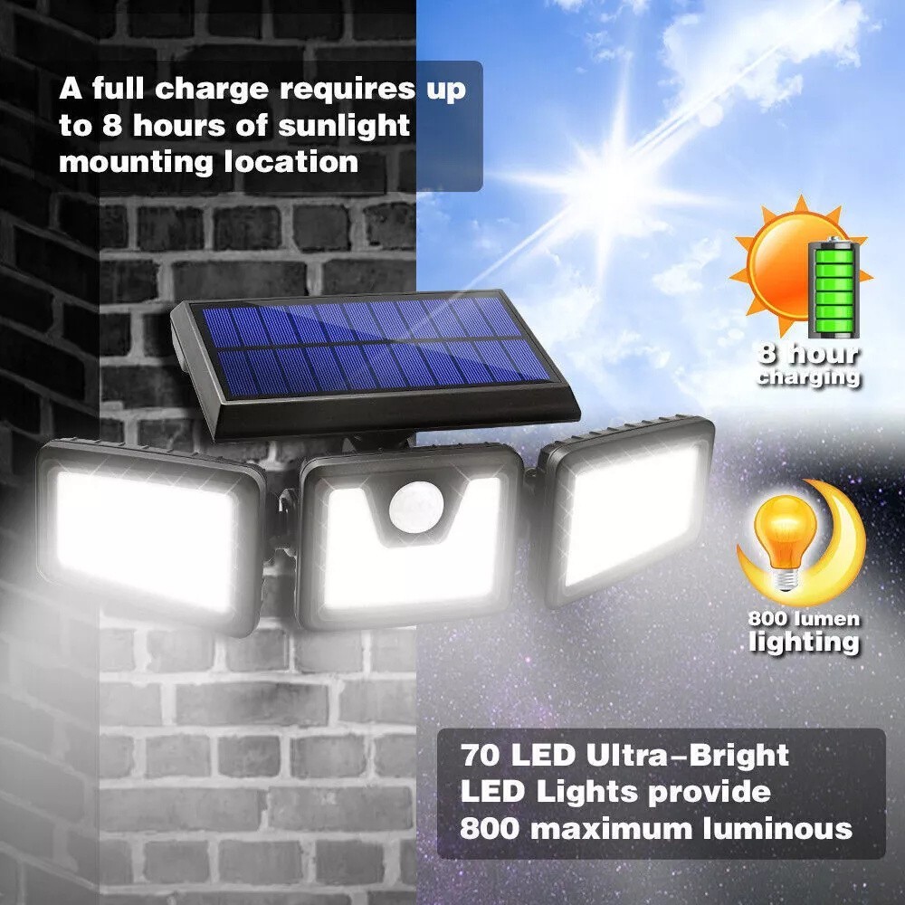 2 Pack LED Motion Sensor Solar Lights Outdoor IP65 Waterproof Security Lamp NEW