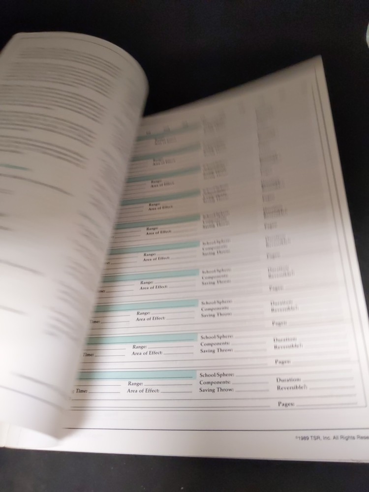 AD&D 2nd Edition REF2 Player Character Record Sheets TSR