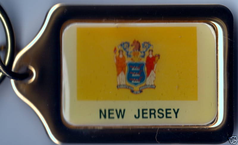 State of New Jersey Flag Solid Brass Key Chain NEW