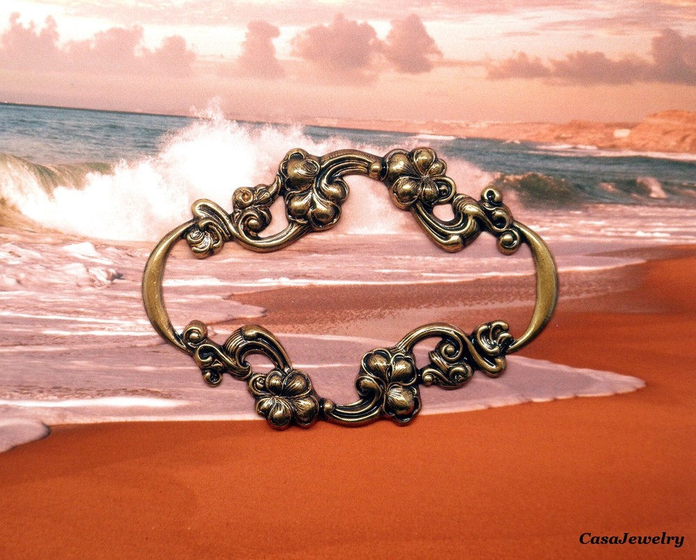 #6184 ANTIQUED GOLD OPEN OVAL FLORAL COMPONENT - 1 PC