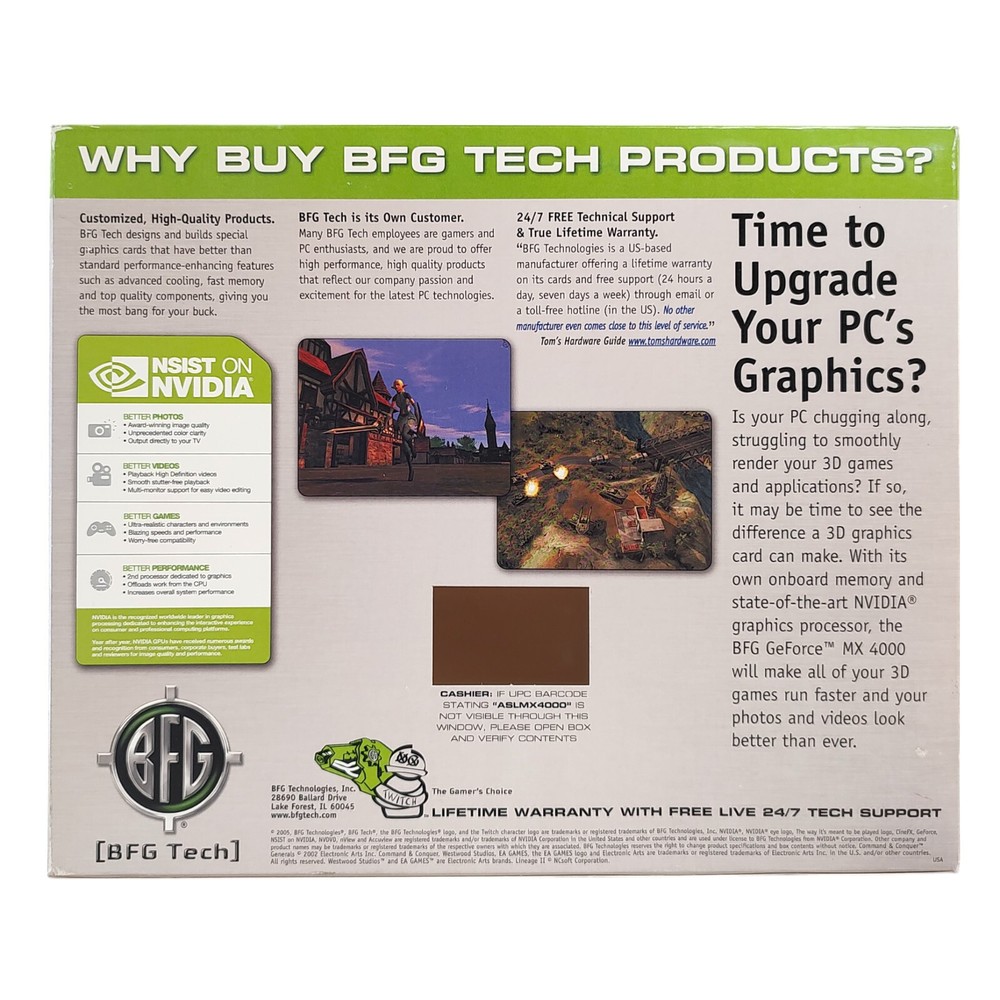 Untested Vintage BFG Technologies Nvidia Geforce MX 4000 Retro Graphics Card