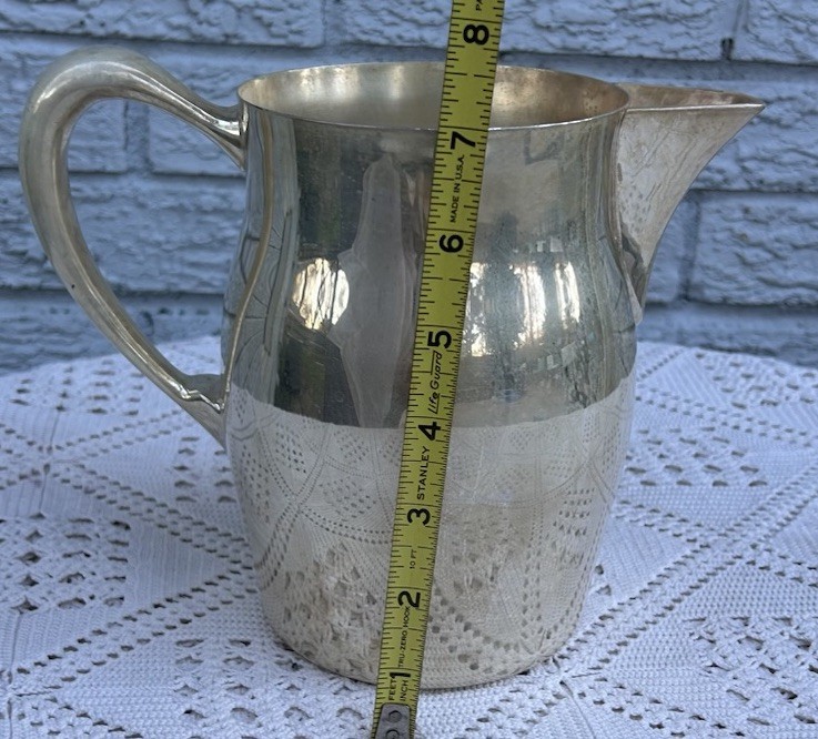 SHERIDAN VINTAGE SILVER PLATE WATER PITCHER, 7”