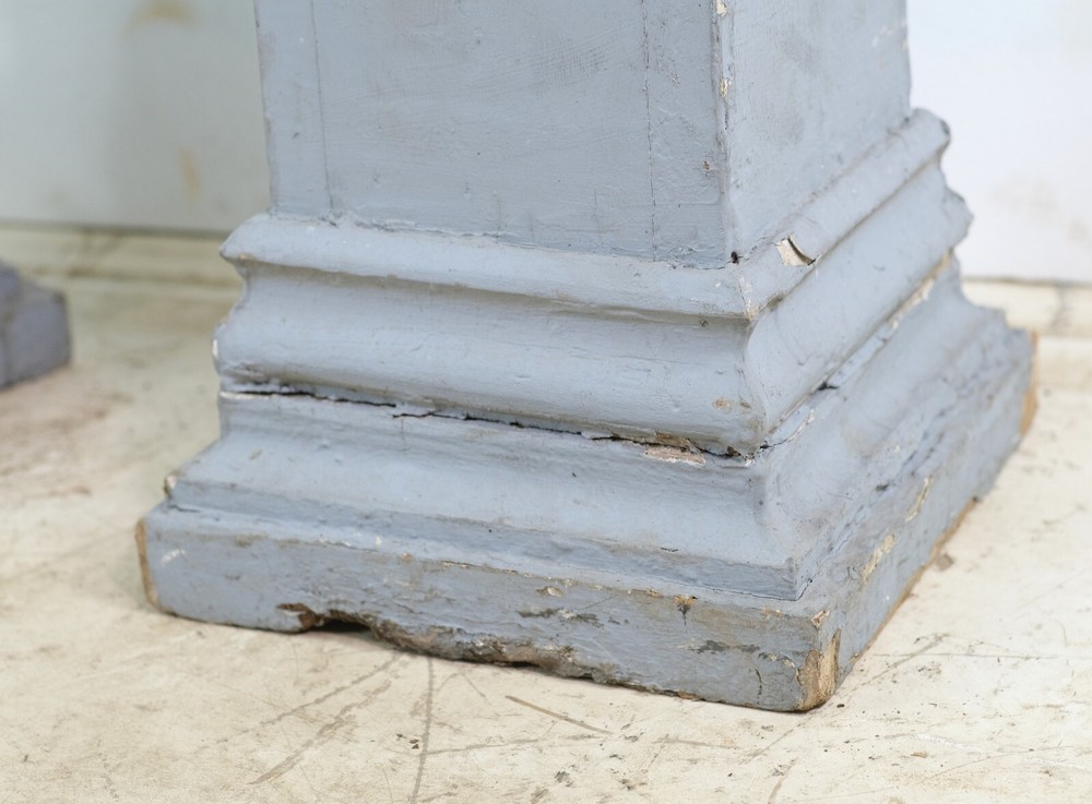 Pair of 7 ft Blue Fluted Square Pine Columns