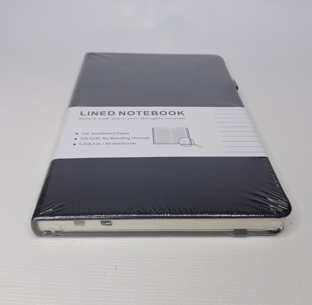 Black Faux Leather Lined Notebook Journal 156 Numbered Pages