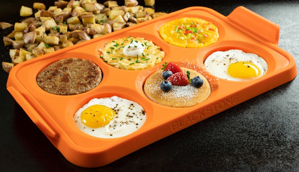 Silicone 6-Section Egg Ring Egg Mold Tray in Orange