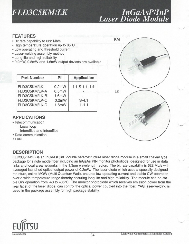 Fujitsu 1310nm Laser Diode Module